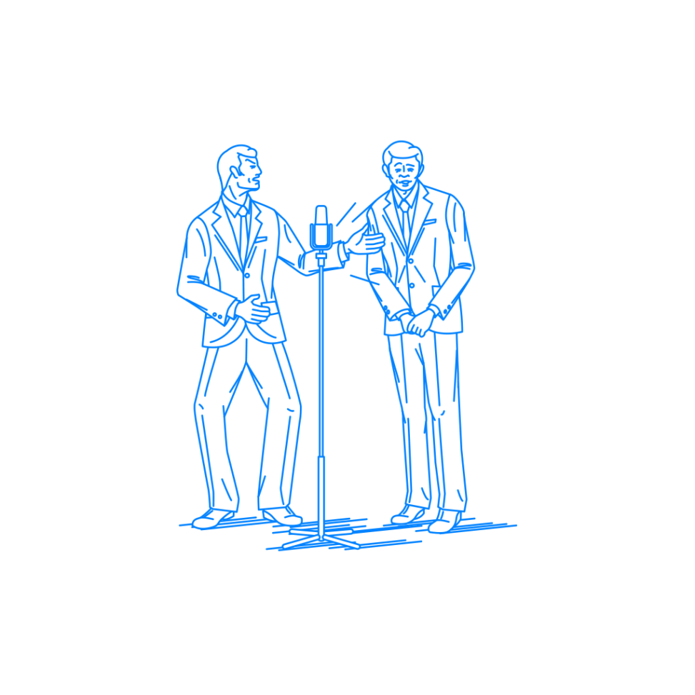 ステージで漫才をする二人の男性 Sashie 自由に使えるシンプルイラスト Simple Illustration For Free Use