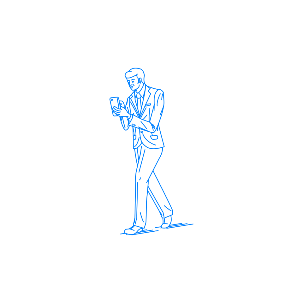 歩きながらスマホを操作する男性 Sashie 自由に使えるシンプルイラスト Simple Illustration For Free Use