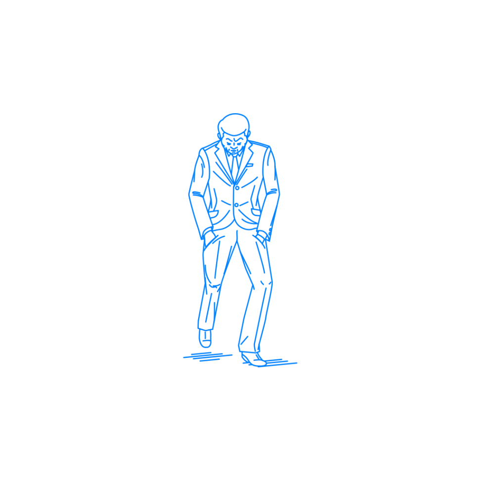 肩をすくめて歩く男性 Sashie 自由に使えるシンプルイラスト Simple Illustration For Free Use