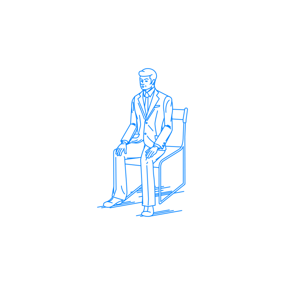 パイプ椅子に座る男性 Sashie