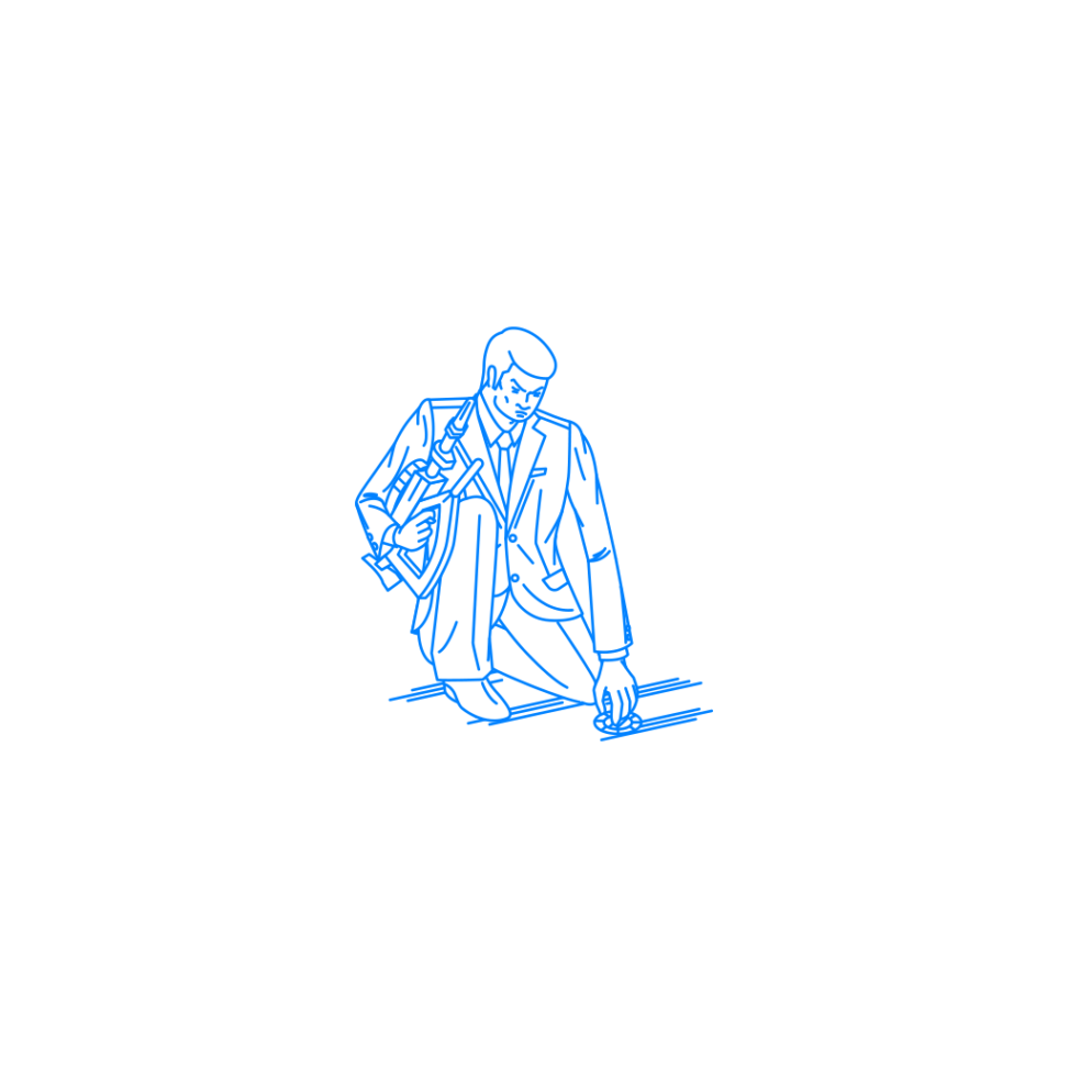 膝立ちでハッチロックをひねる男性 Sashie 自由に使えるシンプルイラスト Simple Illustration For Free Use