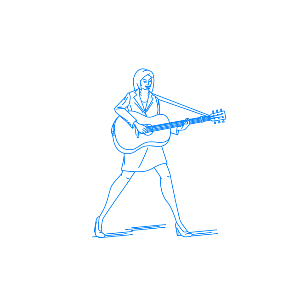 アコースティックギターを演奏する女性 Sashie 自由に使えるシンプルイラスト Simple Illustration For Free Use