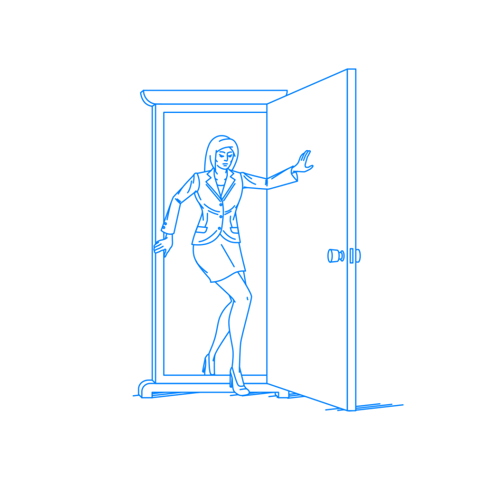 どこでも行ける扉 を開ける女性 Sashie 自由に使えるシンプルイラスト Simple Illustration For Free Use