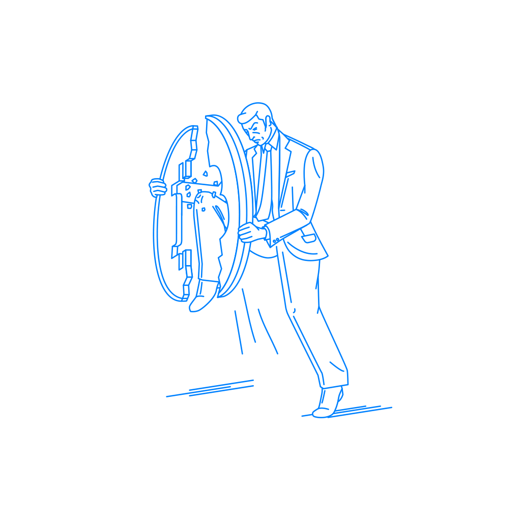 コインを飛び膝蹴りで割る男性の挿絵（イラスト） | SASHIE - 自由に使えるシンプルイラスト | Simple Illustration for  free use