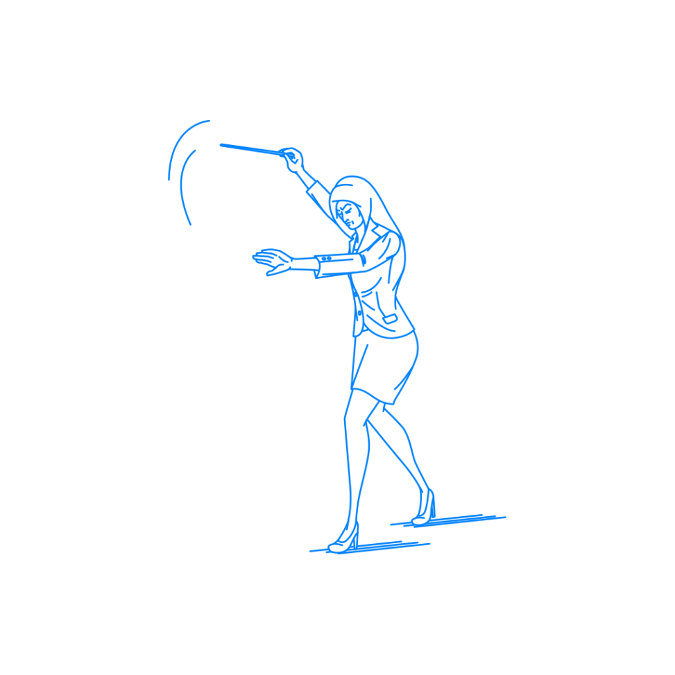 情熱的にタクト 指揮棒 を振る女性の挿絵 イラスト Sashie 自由に使えるシンプルイラスト Simple Illustration For Free Use