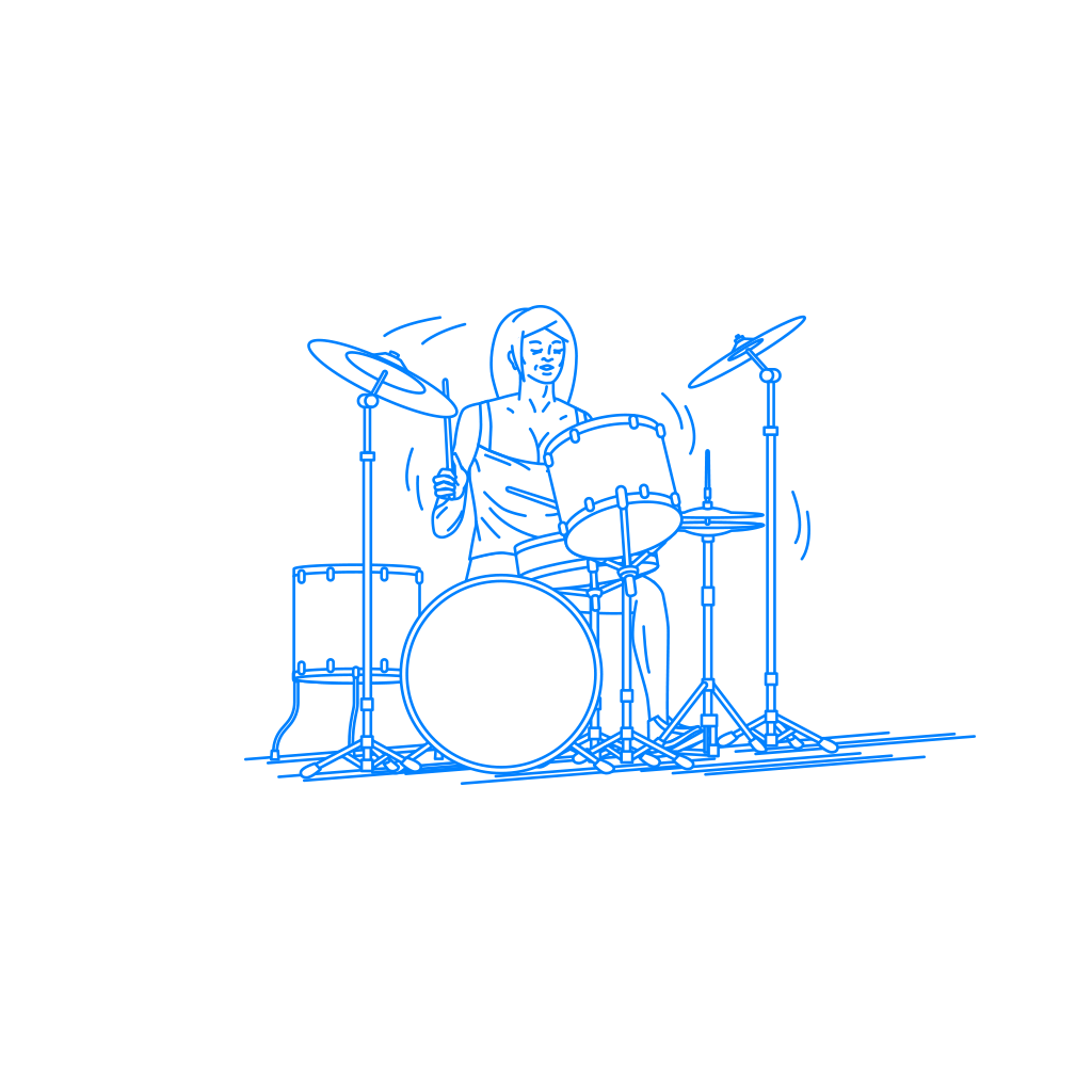 ドラムを叩く女性の挿絵 イラスト Sashie 自由に使えるシンプルイラスト Simple Illustration For Free Use