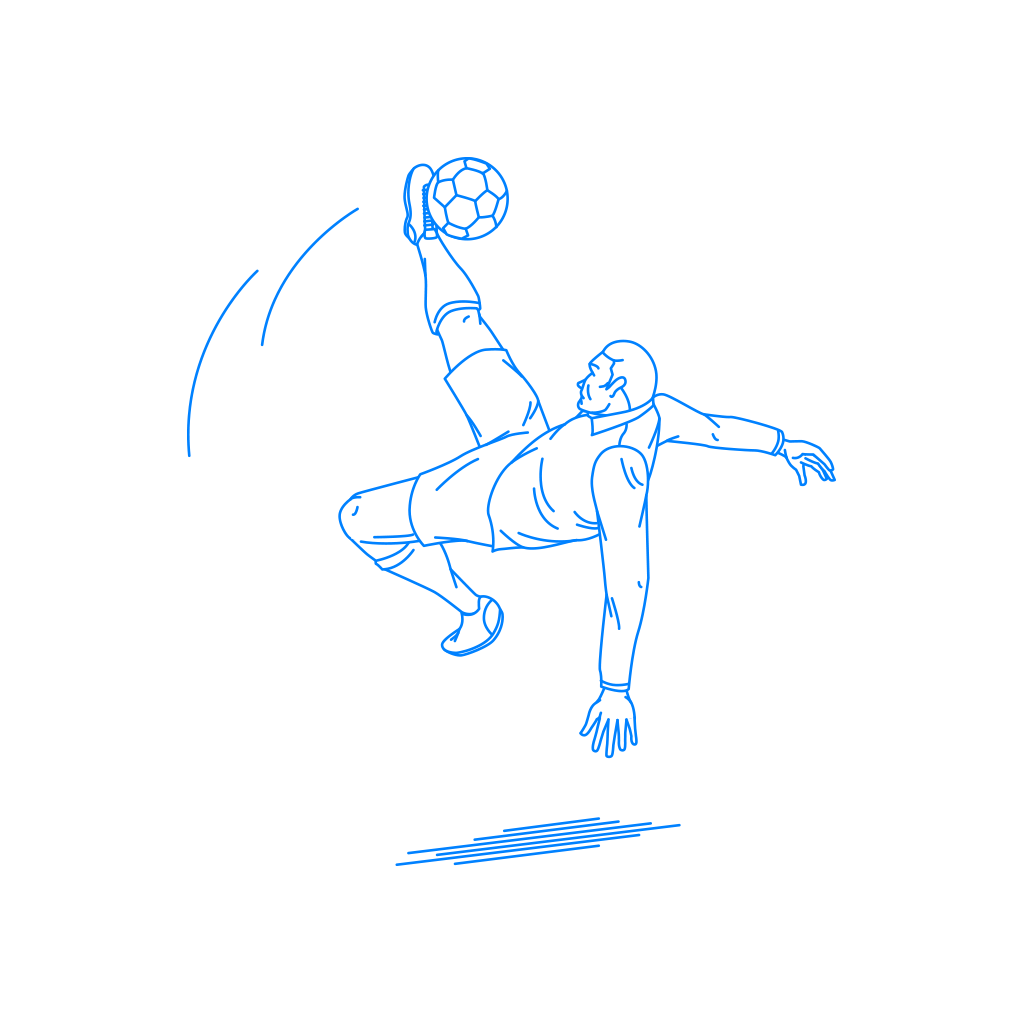 頭上のボールをキックするサッカー選手の挿絵 イラスト Sashie 自由に使えるシンプルイラスト Simple Illustration For Free Use