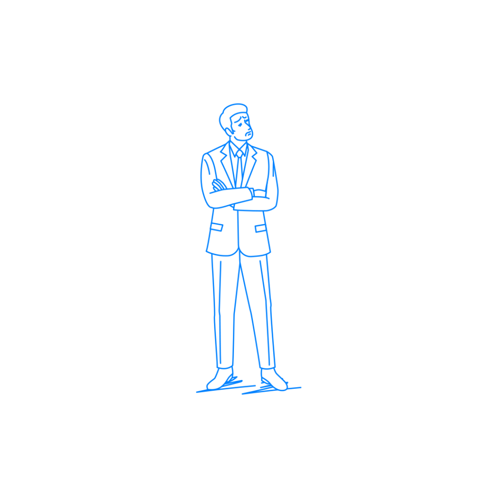 腕を組んで斜め上を見る男性の挿絵 イラスト Sashie 自由に使えるシンプルイラスト Simple Illustration For Free Use