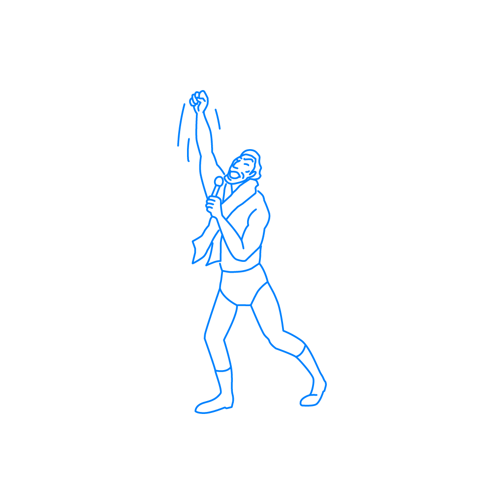 拳を突き上げて絶叫するプロレスラーの挿絵 イラスト Sashie 自由に使えるシンプルイラスト Simple Illustration For Free Use