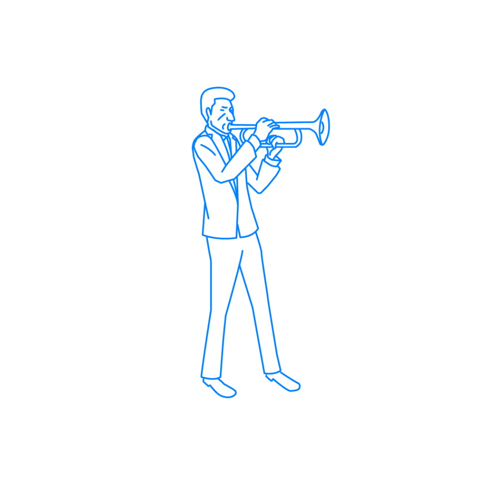 トランペットを吹く男性の挿絵 イラスト Sashie 自由に使えるシンプルイラスト Simple Illustration For Free Use